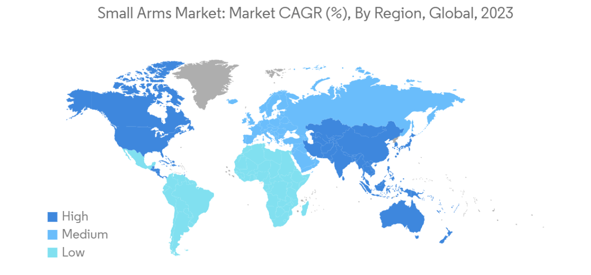 Small Arms Market - Growth Rate by Region (2023 - 2028)